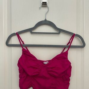 Garage Fuchsia Ruched Crop Top